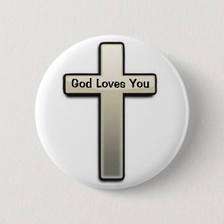 Badge Rond 5 Cm Bouton Silver Cross Dieu vous aime