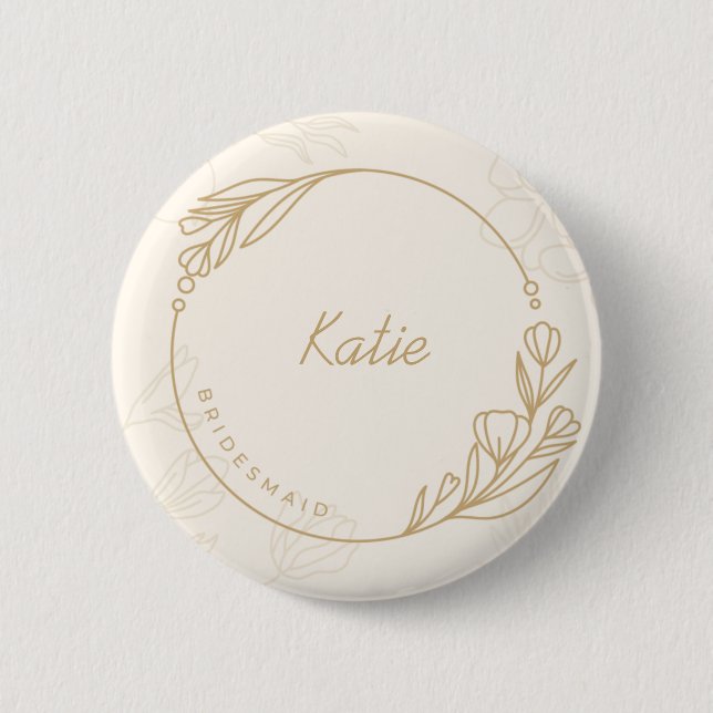 Badge Rond 5 Cm Bouton simple floral simple personnalisé (Devant)