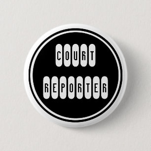 Badge Rond 5 Cm Bouton simple noir blanc noir noir du journaliste