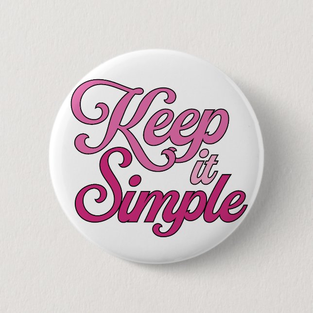 Badge Rond 5 Cm Bouton Simplicité (Rose) (Devant)