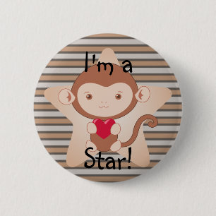 Badge Rond 5 Cm Bouton Singe
