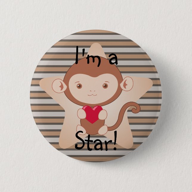 Badge Rond 5 Cm Bouton Singe (Devant)