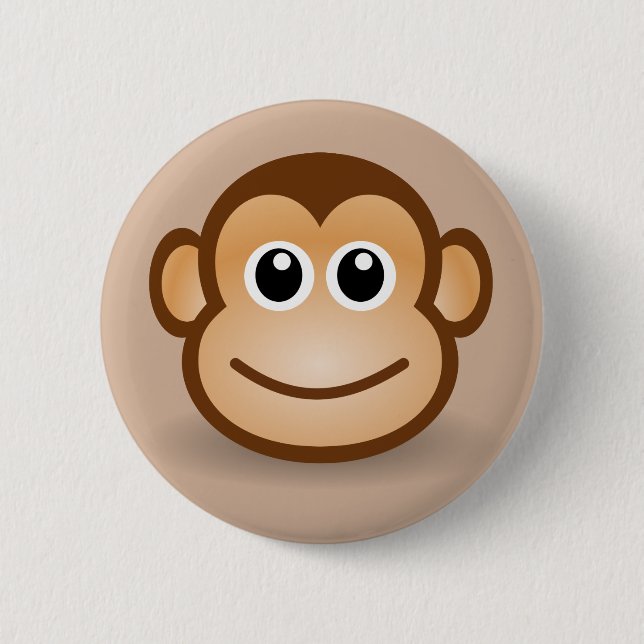 Badge Rond 5 Cm Bouton Singe souriant Animé (Devant)