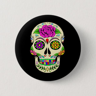 Badge Rond 5 Cm Bouton Skulls à sucre