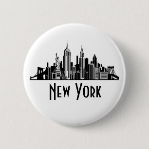 Badge Rond 5 Cm Bouton Skyline de New York