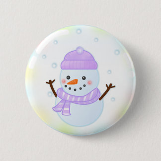 Badge Rond 5 Cm Bouton Snowman