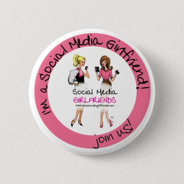 Badge Rond 5 Cm Bouton social d'amies de médias (Devant)