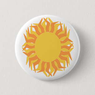 Badge Rond 5 Cm Bouton soleil orange jaune
