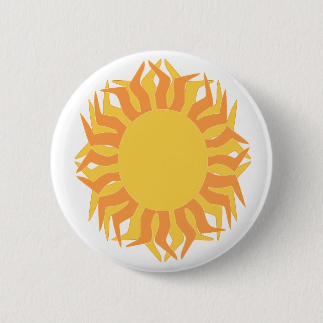 Badge Rond 5 Cm Bouton soleil orange jaune (Devant)