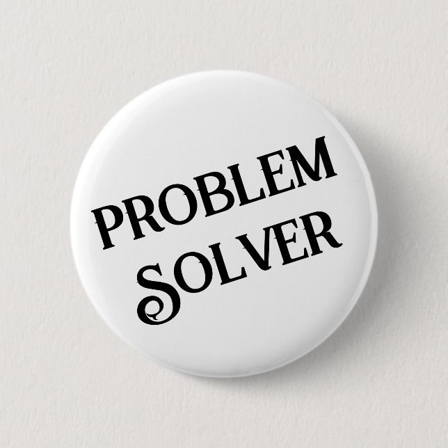 Badge Rond 5 Cm Bouton Solveur de problème noir blanc (Devant)