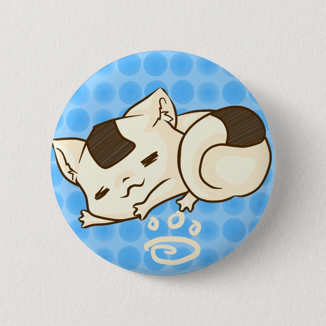Badge Rond 5 Cm Bouton somnolent de chat d'Onigiri (bleu) (Devant)