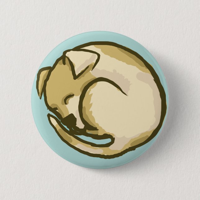 Badge Rond 5 Cm Bouton somnolent de chiot (Devant)
