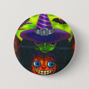 Badge Rond 5 Cm Bouton Sortie Citrouille Halloween
