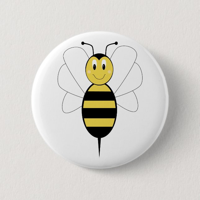 Badge Rond 5 Cm Bouton Souriant Bumble Bee (Devant)