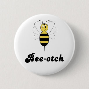 Badge Rond 5 Cm Bouton souriant Bumble Bee Bee-otch
