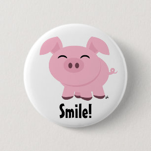 Badge Rond 5 Cm Bouton sourire de porc mignon