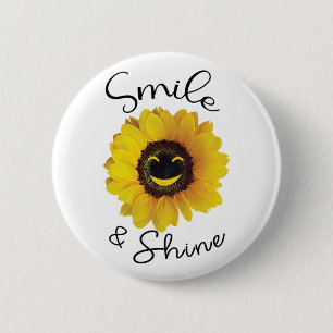Badge Rond 5 Cm Bouton Sourire et brillance
