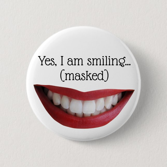 Badge Rond 5 Cm Bouton Sourire - pour Masques (Devant)