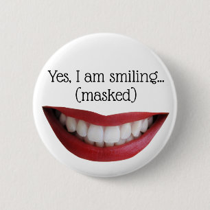 Badge Rond 5 Cm Bouton Sourire - pour Masques