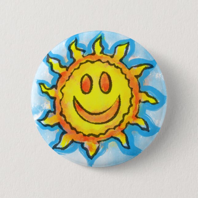 Badge Rond 5 Cm Bouton Sourire Soleil d'Été (Devant)