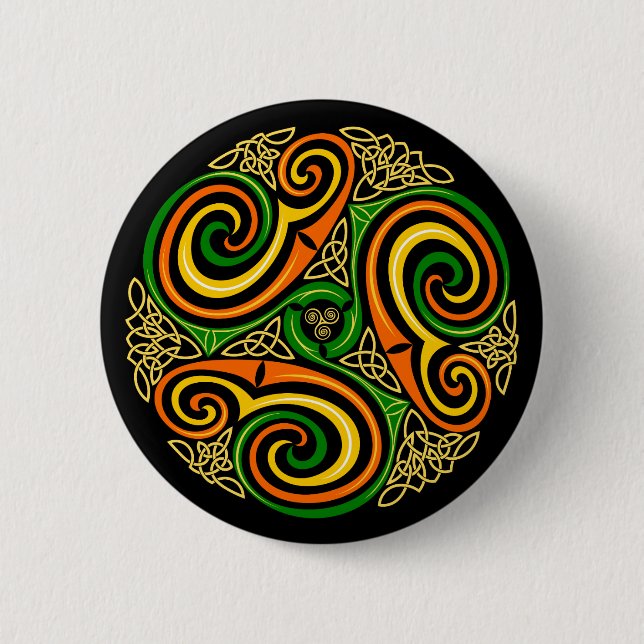 Badge Rond 5 Cm bouton spirales celtiques (Devant)