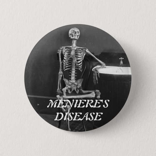 Badge Rond 5 Cm Bouton squelette Menieres (Devant)