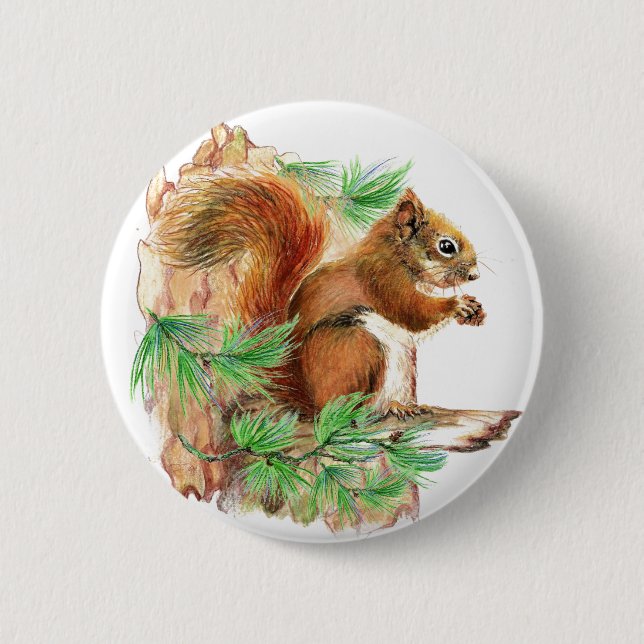 Badge Rond 5 Cm Bouton Squirrel Wildlife (Devant)