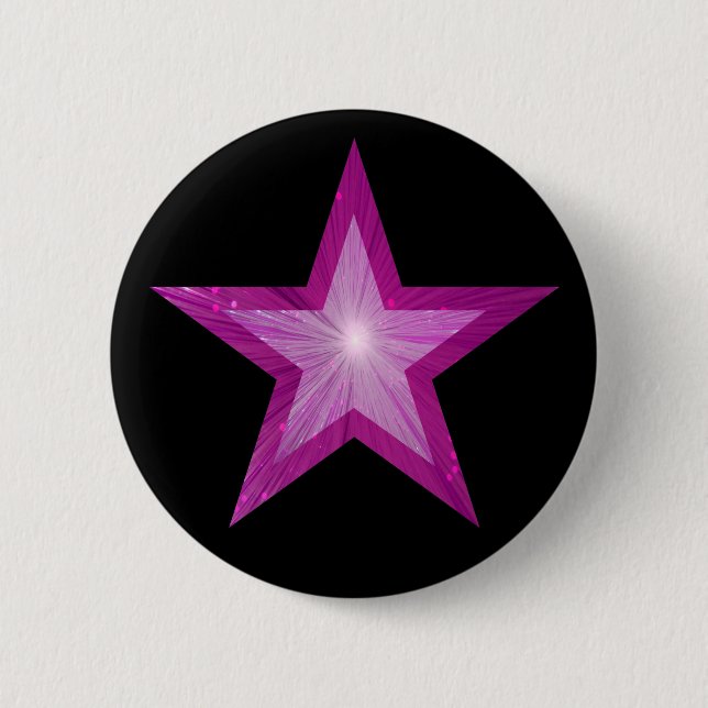 Badge Rond 5 Cm Bouton Star rose noir (Devant)