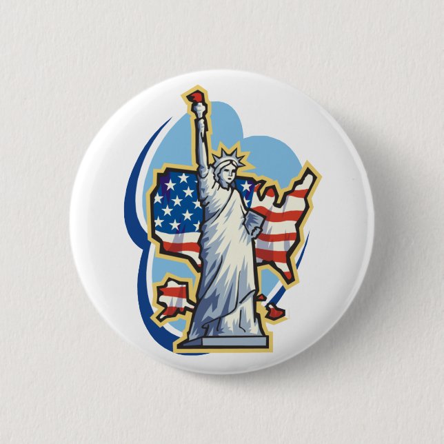 Badge Rond 5 Cm Bouton Statue De Liberté (Devant)