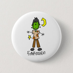 Badge Rond 5 Cm Bouton Stick Figure Frankenstein d'Halloween