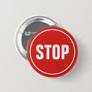 Badge Rond 5 Cm Bouton STOP Sign