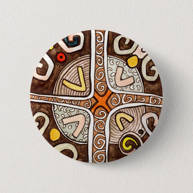 Badge Rond 5 Cm Bouton Style africain (Devant)