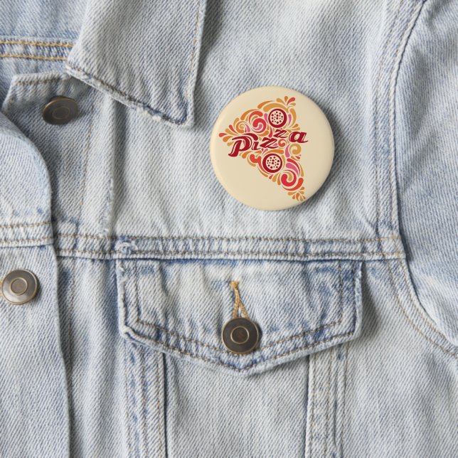 Badge Rond 5 Cm Bouton stylisé de tranche de pizza (En situation)