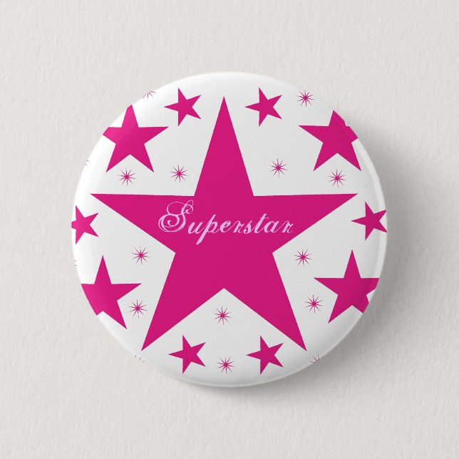 Badge Rond 5 Cm Bouton Superstar, rose (Devant)