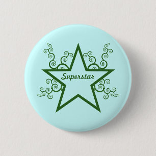 Badge Rond 5 Cm Bouton Superstar Swirls, Vert forêt