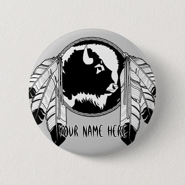 Badge Rond 5 Cm Bouton sur mesure des Premières nations sur la fau (Devant)