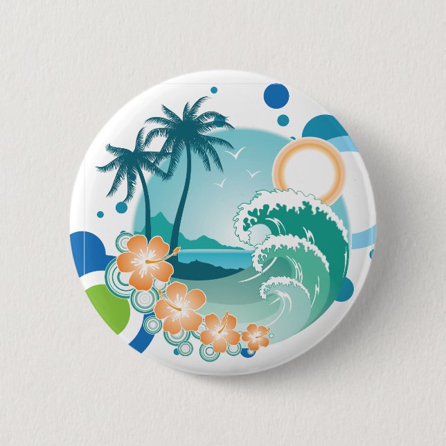 Badge Rond 5 Cm Bouton Surf de l'île (Devant)