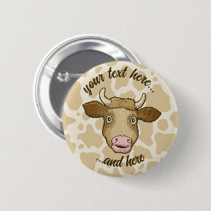 Badge Rond 5 Cm Bouton surpris de vache