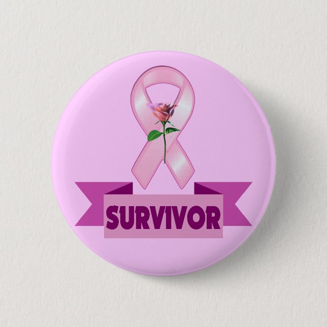 Badge Rond 5 Cm Bouton - survivant de cancer du sein (Devant)