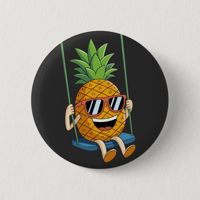 Badge Rond 5 Cm bouton swing ananas (Devant)