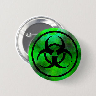 Badge Rond 5 Cm Bouton Symbole de danger biologique de brouillard 