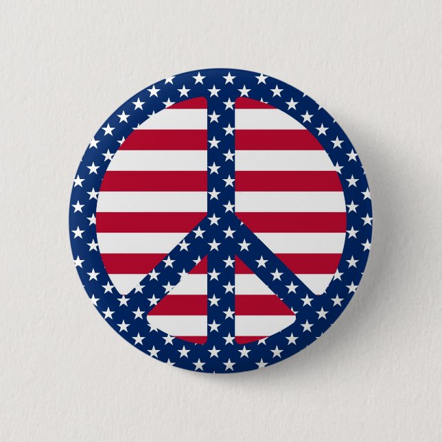 Badge Rond 5 Cm Bouton Symbole de paix Stars & Stripes (Devant)