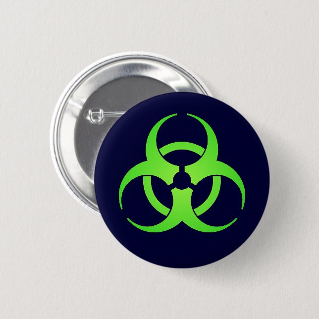 Badge Rond 5 Cm Bouton Symbole Vert Biodanger (Devant & derrière)