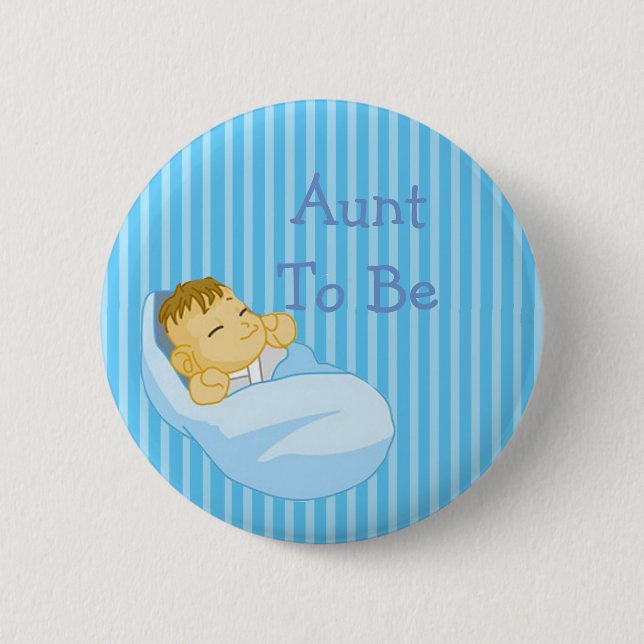 Badge Rond 5 Cm Bouton Tante Bleue À Être Baby shower (Devant)