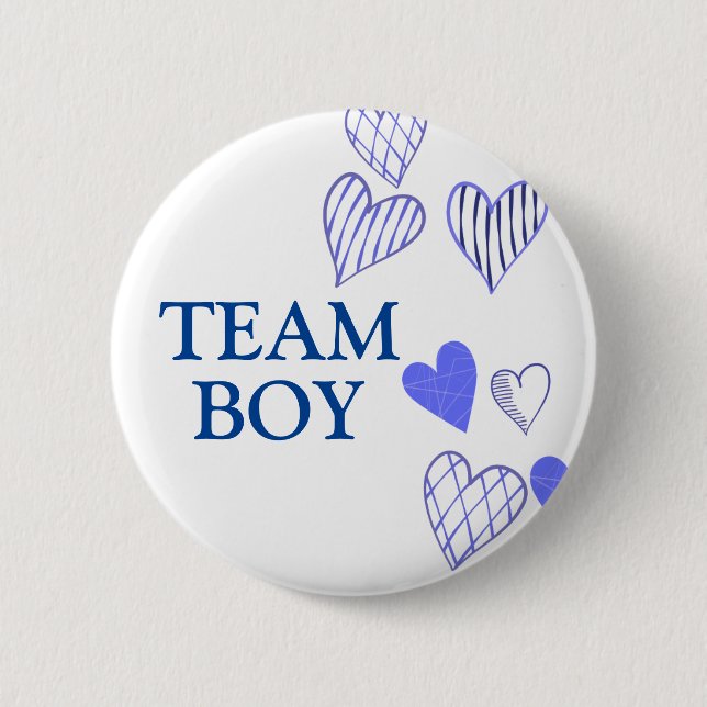 Badge Rond 5 Cm Bouton Team Boy Blue Baby Genre Reveal Party (Devant)