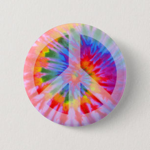 Badge Rond 5 Cm Bouton teint par cravate de signe de paix