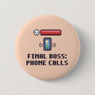 Badge Rond 5 Cm Bouton Téléphone Boss Final Drôle Autisme