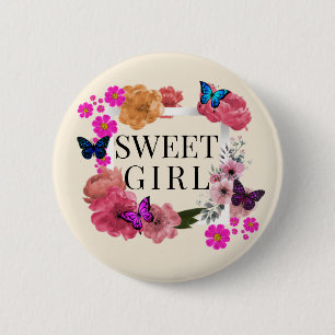Badge Rond 5 Cm Bouton tendance Sweet Girl