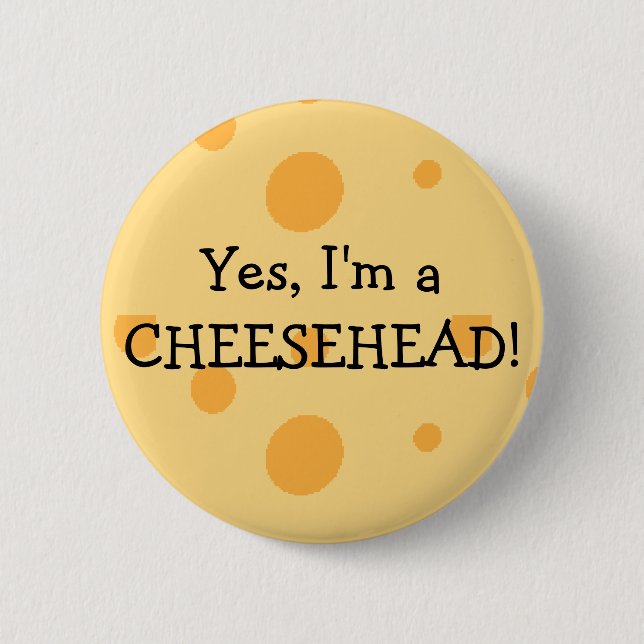 Badge Rond 5 Cm Bouton Tête à fromage Humour Wisconsin (Devant)