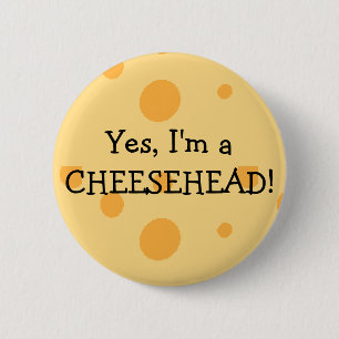 Badge Rond 5 Cm Bouton Tête à fromage Humour Wisconsin